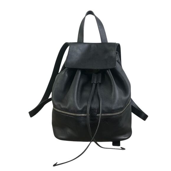 WHISTLES Cow Leather Backpack Black Drawstring Zip Academia Lifestyle Travel main image 5